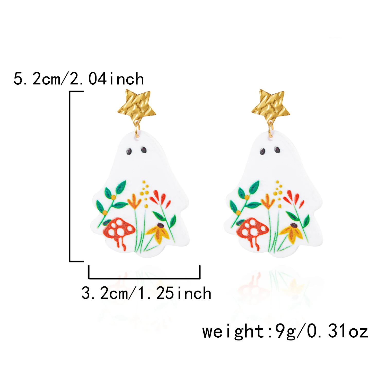 Punk Halloween Geist Ohrringe für Frauen Acryl Cartoon Blume Tropfen Baumeln Ohrring Nette Weiße Geist Urlaub Schmuck Geschenke – Detail 4