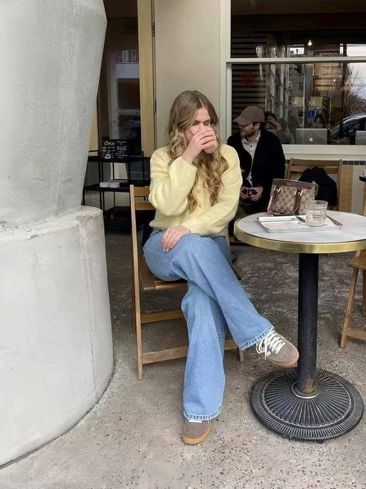 

Women Solid Brushed Kintted Short Cardigan Sweater Chic Single Breasted Round Neck Sweater Lady Commute Street Casual Outwear