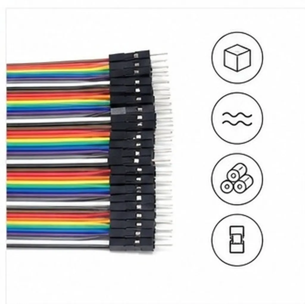 40Pcs Durable Male to Male Jumper Wires 20cm 254mm Spacing Connecting Cable for Breadboard Electronic Projects Reusable Jumper