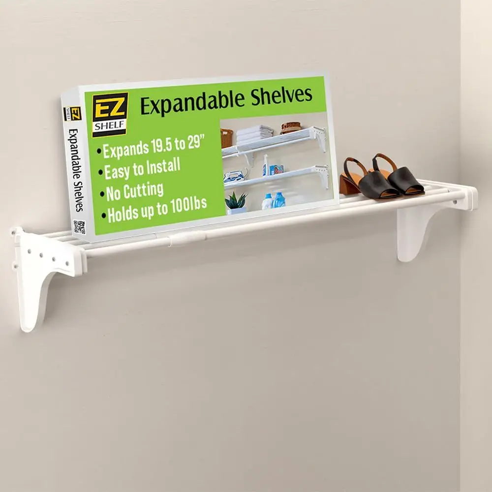 

Expandable Closet Shelf - 19.5 to 29 - White - Easy Install - Wire Shelving Alternative