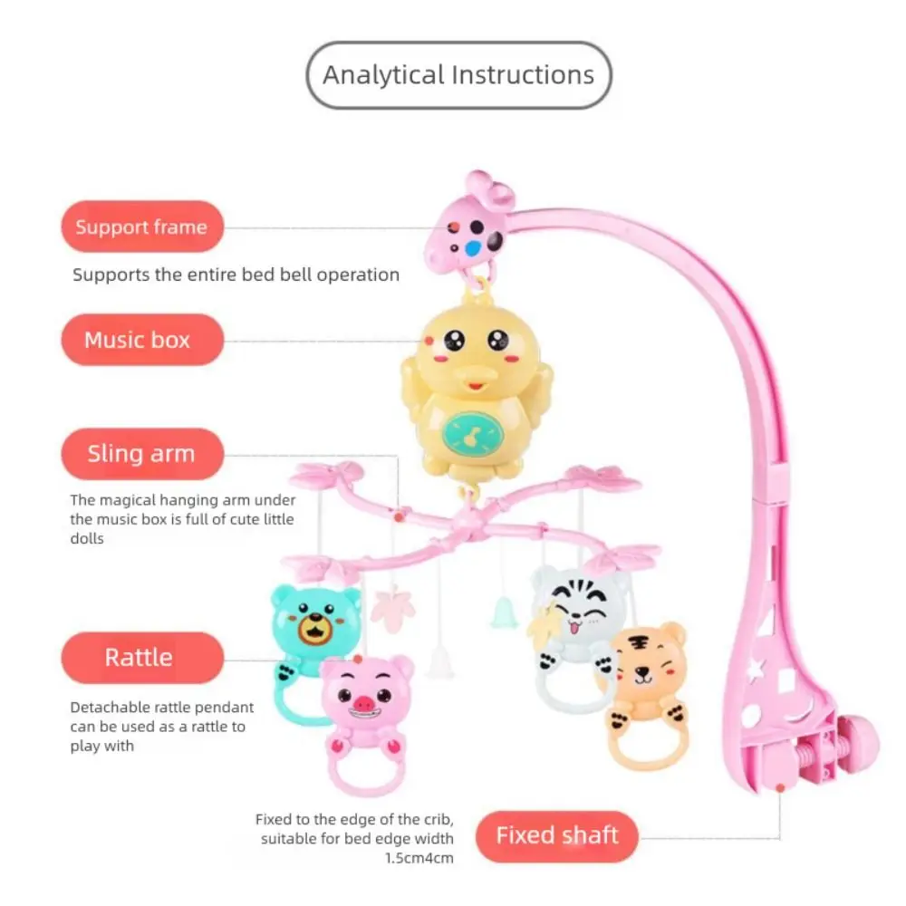 Sensorial 360 °   Campana giratoria para cuna de bebé, colgante de dibujos animados para dormir relajante, juguetes musicales, cama de bebé de plástico colgante o 0-12 meses