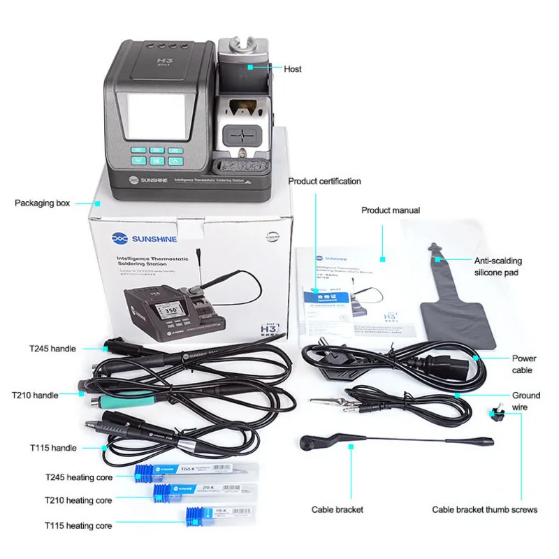 

SUNSHINE H3 3-in-1Rework StationT210/T245/T115 Handle Available High Voltage 80W Intelligent Welding Station Automatic Sleep