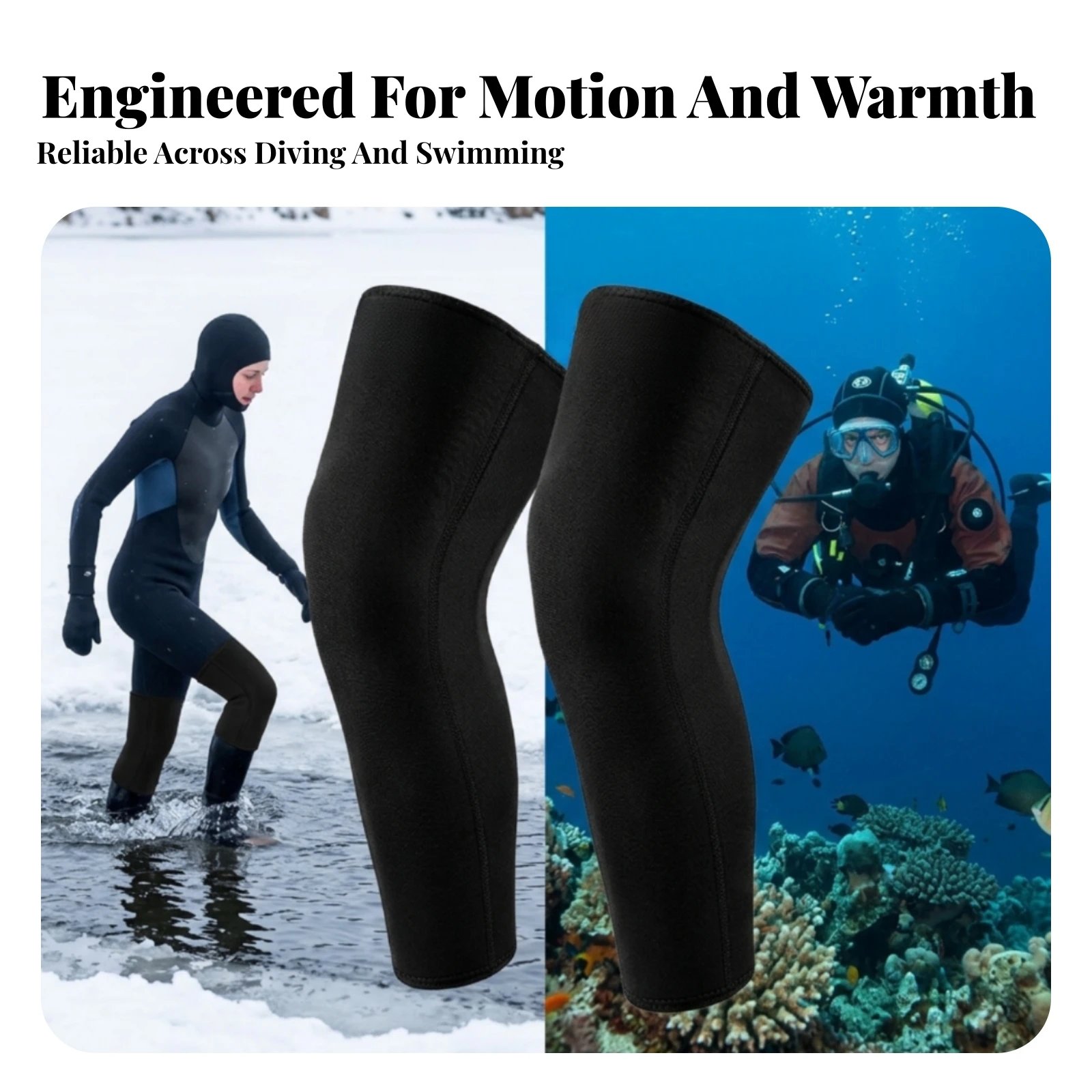 Neoprene Knee Sleeves Warming Neoprene Knee Sleeve Supportive Long-Lasting for Swimmers, Cold-Water Swimming, Diving