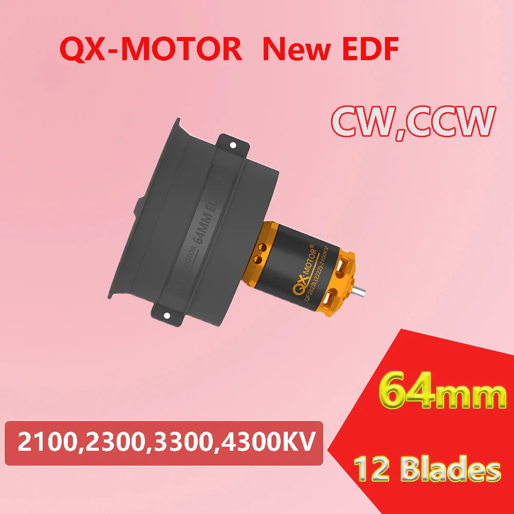 

QX-Motor New 64mm EDF QF2822 CW/CCW 12 Bladed Ducted Fan Brushless Motor Jet Engine Accessories 2100KV 2300KV 3300KV 4300KV