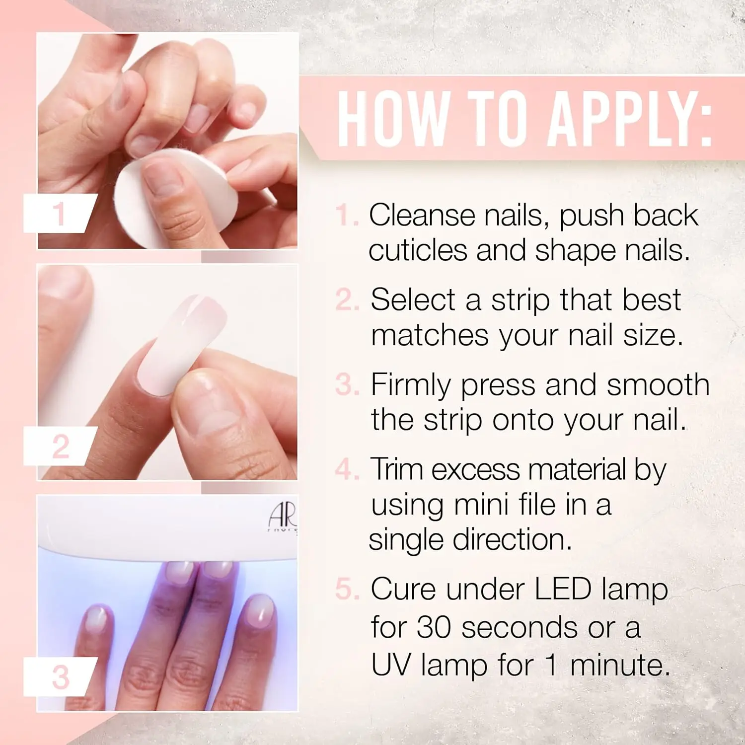 Nail Addict Semi-Cured Gel Nail Strips - First Kiss, 16 Strips, UV/LED Cured, Easy Apply