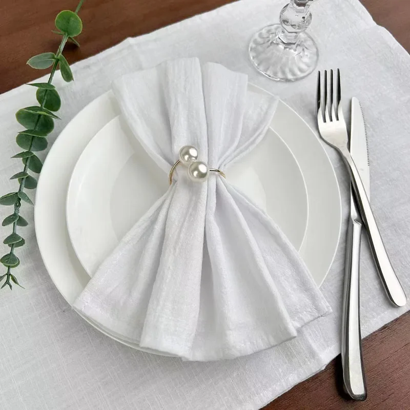 

12PCS 30X45CM White Napkins 100% Cotton Cloth Napkins Dinner Table Serviettes Soft Washable Reusable Weddings Parties Restaurant