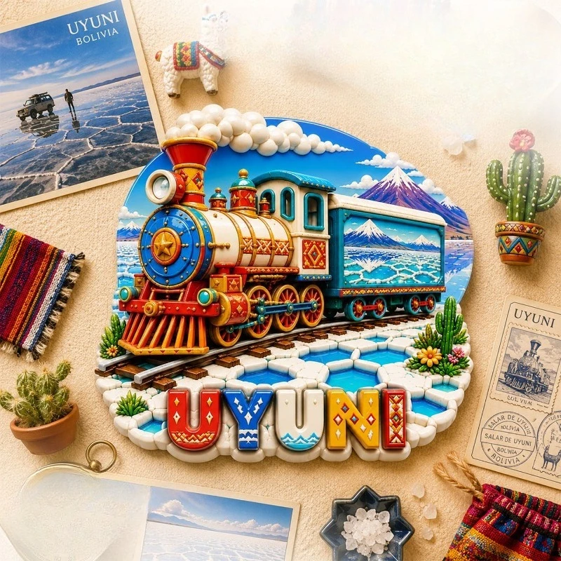 Uyuni Colorful Train Fridge Magnet - Unique 3D Bolivian Souvenir Unique South American Gift for Travel & Rustic Decor