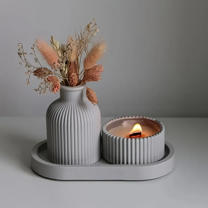 

Набор из 4 силиконовых форм: овальная подставка, форма для вазы, форма для банки – для литья из смолы, гипса, цемента, бетона, для рукоделия, декора дома