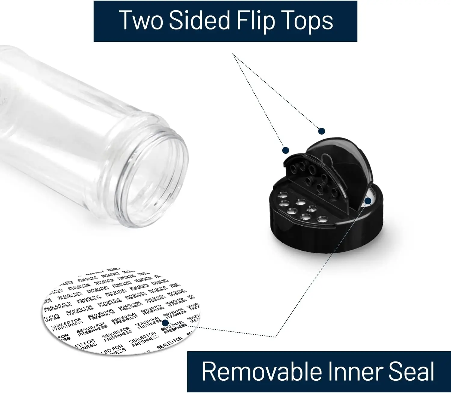your GEAR barattolo spezie Double-Flip - 10 barattoli per spezie in vetro da 85 ml, tappo autopulente, etichette incluse