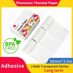 Papel térmico transparente adhesivo blanco para impresora Phomemo M02/M02 Pro/M02S, papel de foto adhesivo imprimible