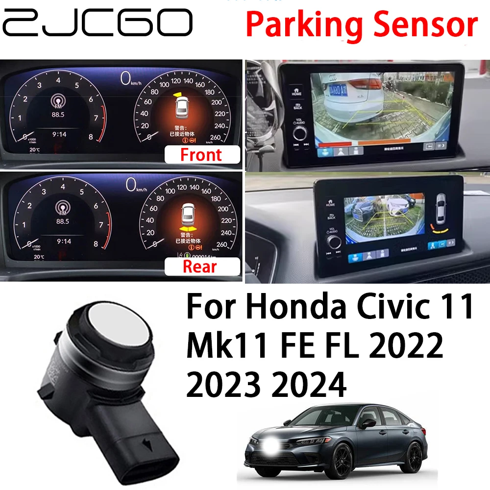 

ZJCGO Front Rear Reverse Parking Sensor Assistance Backup Radar Buzzer System for Honda Civic 11 Mk11 FE FL 2022 2023 2024