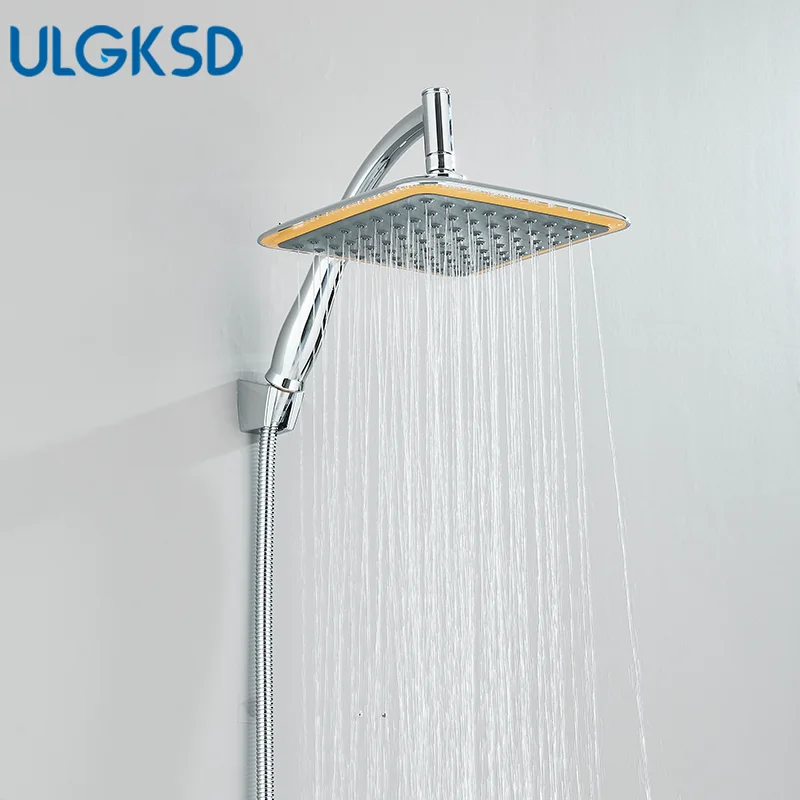 

ULGKSD Душ для ванной комнаты, простой кронштейн, распылитель для душа, холодный и горячий, вращающийся на 360 градусов, хромированная насадка для душа с дождевой насадкой, настенное крепление