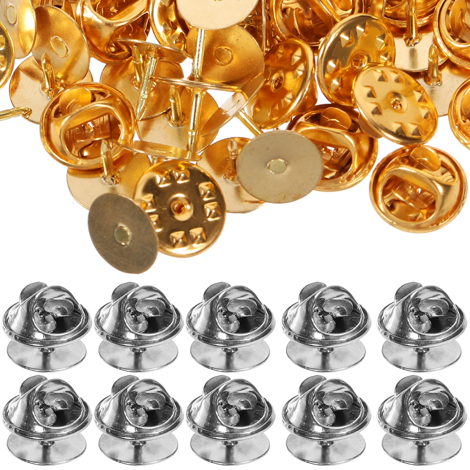 

100 set Lapel Replacement Clutch Backs Locking Metal Backs For Brooch Enamel Pin Badges Diy Jewelry Making Butterfly Pins Brooch