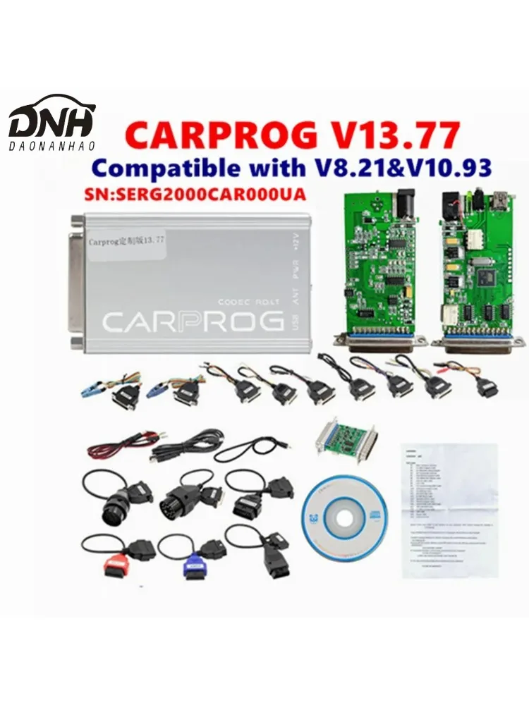Programator ECU Online Carprog V13.77 V8.21 V10.93 z pełnym zestawem adapterów, bez tokenów, keygen do airbagów, radia, IMMO, narzędzie do napraw samochodowych. — 2