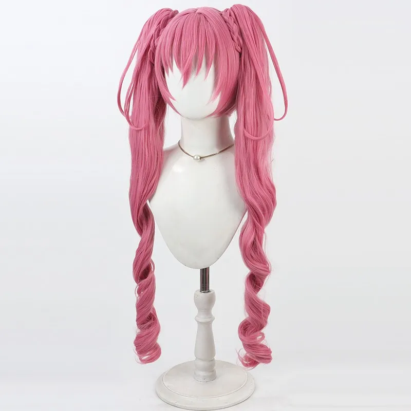 Jogo hojo hibiki cosplay peruca hojo hibiki fúcsia duplo rabo de cavalo cosplay cabelo para comicon festa adulto feminino masculino