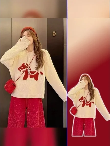 

Loose Korean Sle Lazy Knitted Sweater Women's Spring Casual Comfortable plus Size Hoodie Long Sve round Ne Top