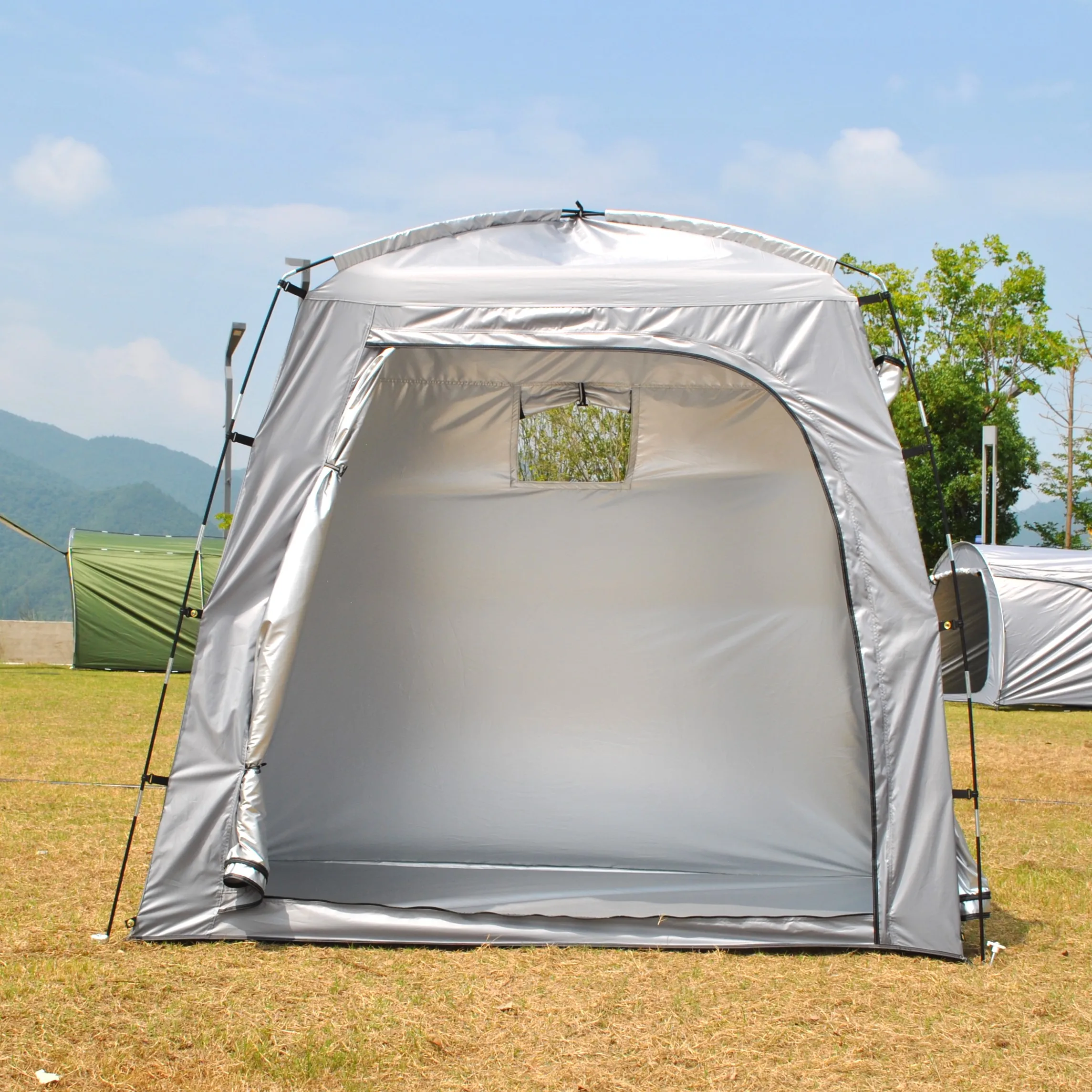 

Палатка для хранения горных велосипедов с двумя входами - всесезонная водонепроницаемая туннельная палатка для кемпинга на 2 человек с укрытием для велосипедов