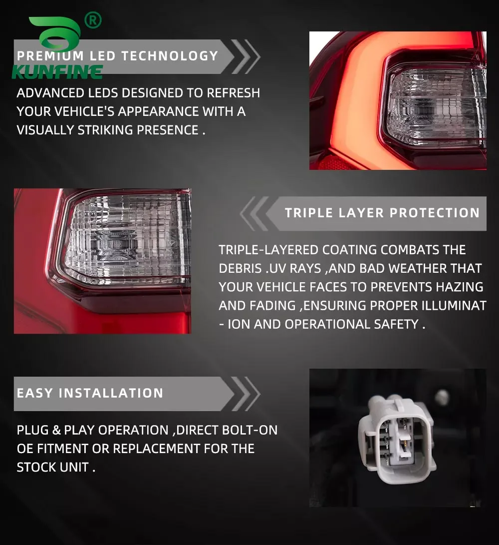 

Pair Of Car Tail Light Assembly For Toyota Hilux 2015 2016 2017 2018-2020 LED Brake Signal light Car led Tail light Tuning Parts