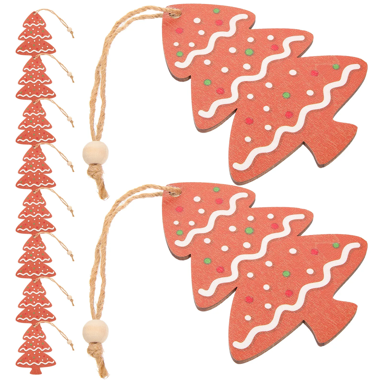 

10pcs Wood Slice Pendant Christmas Tree Ornament Decorative Hangings Xmas Scene Supplies Reusable Festive Accessories