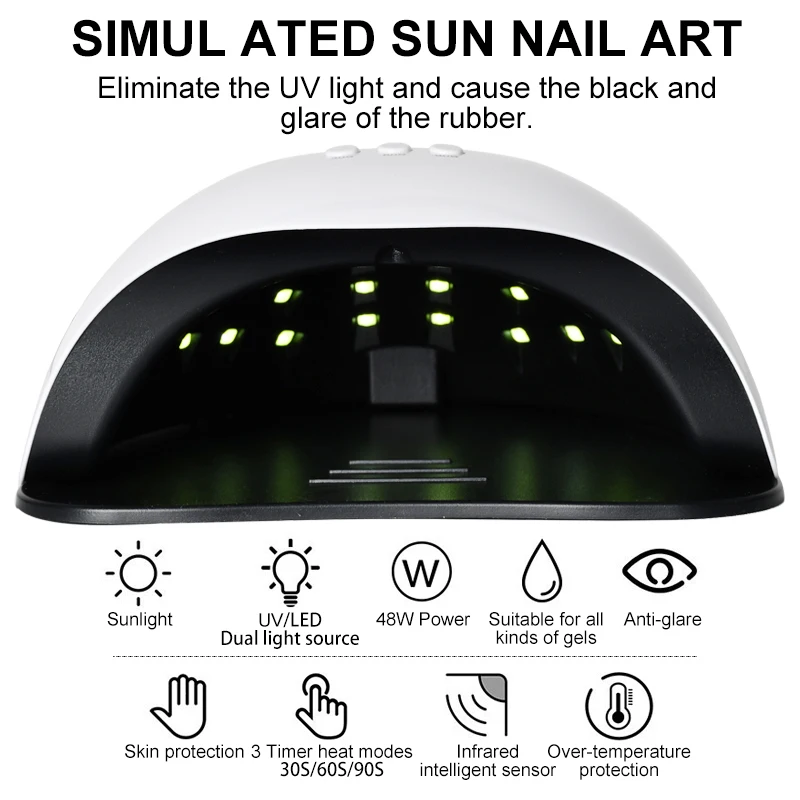 Lampada per unghie a LED UV, essiccatore per smalto gel, 3 timer Lampada per unghie UV Luce per unghie professionale 24 pezzi Perline lampada e sensore automatico