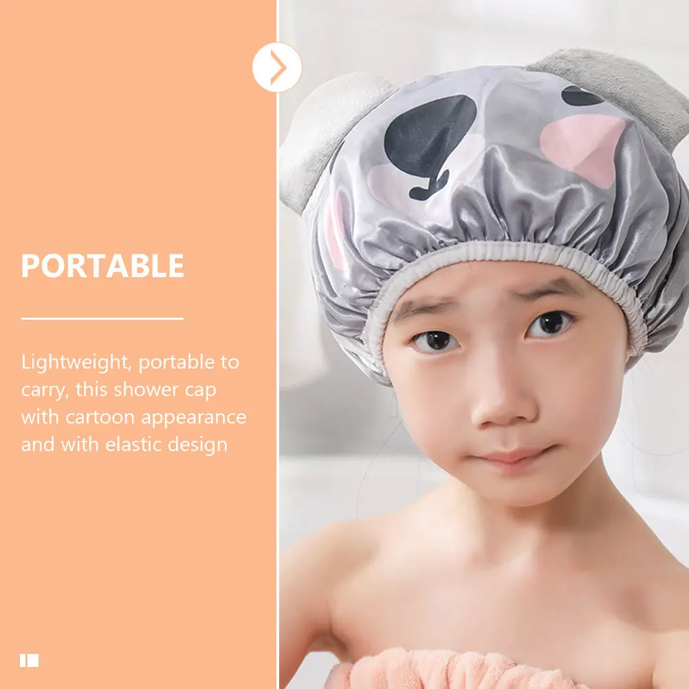 

2pcs Kids Shower Hat Cartoon Bath Lightweight Portable Children Reusable Sleeping Bathing For Toddler Girls Bonnet Ear Cover