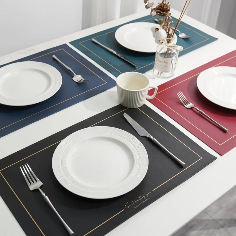 

Table Mat Hot Pad Mats Nordic Style Table Decoration Accessories LeatherPlace mats Dinner Individual Home Kitchen Utensils Retro