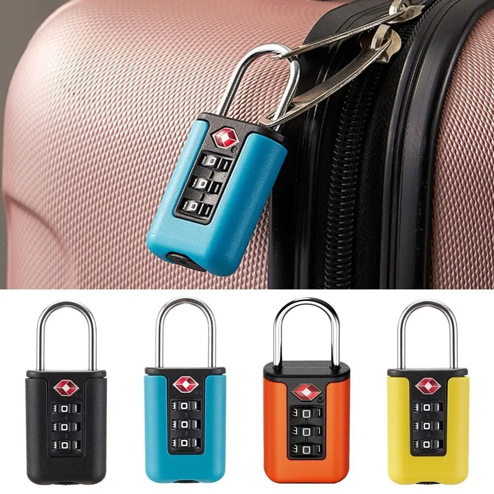 Portable Travel Security Tool Contrast Color Padlock TSA Customs Code Lock Luggage Password Lock 3 Digit Combination Lock