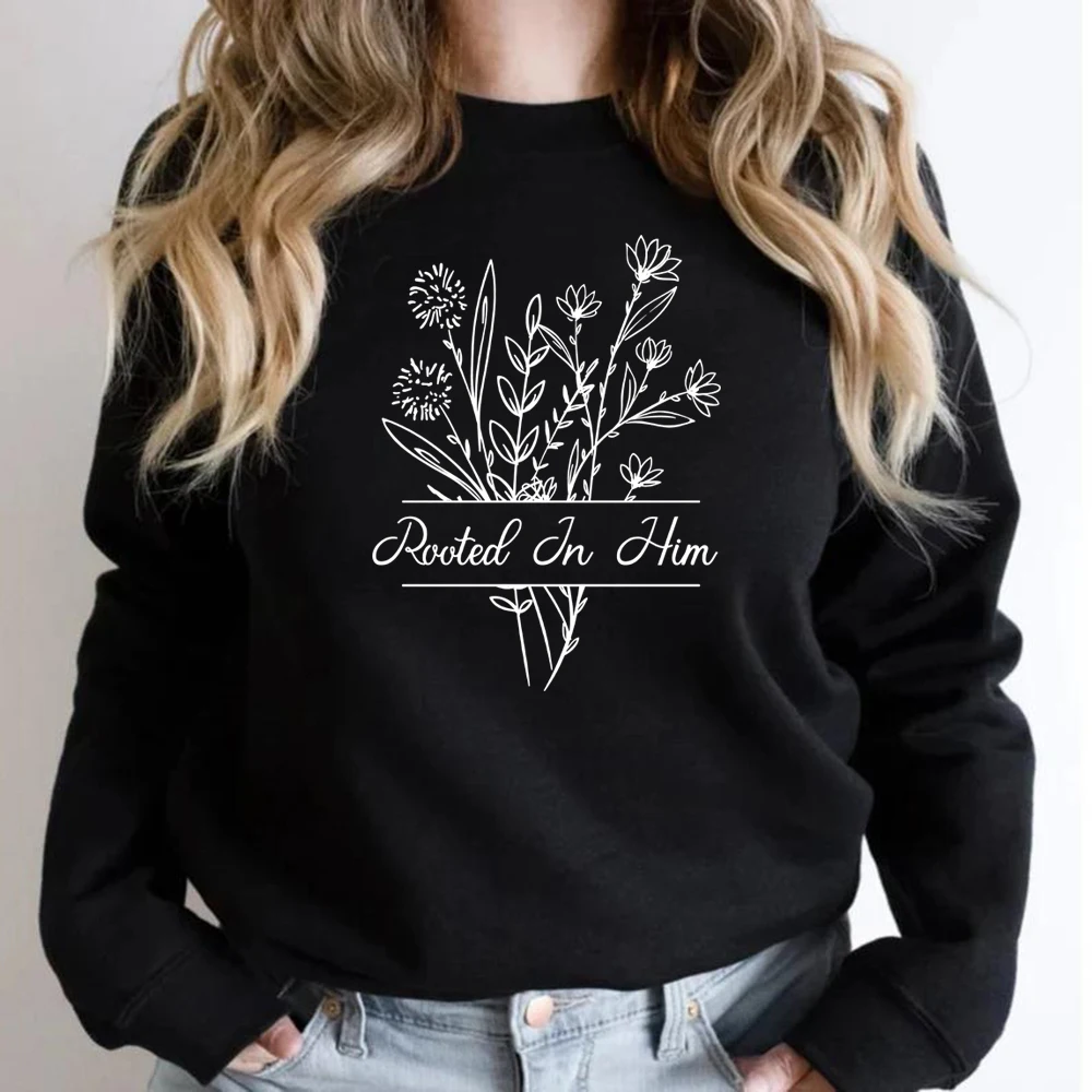 Христианская толстовка с укорененным в него, милая толстовка с полевым цветком, женская толстовка с длинными рукавами, толстовки на основе веры, христианский подарок Иисуса