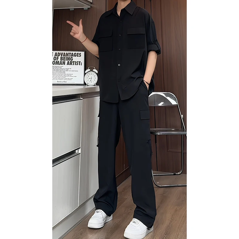 

2025 модные спортивные мужские комплекты, мужской спортивный костюм, повседневные джоггеры, классические рубашки + спортивные штаны, костюм, комплекты из 2 предметов, мужская спортивная одежда M-5XL