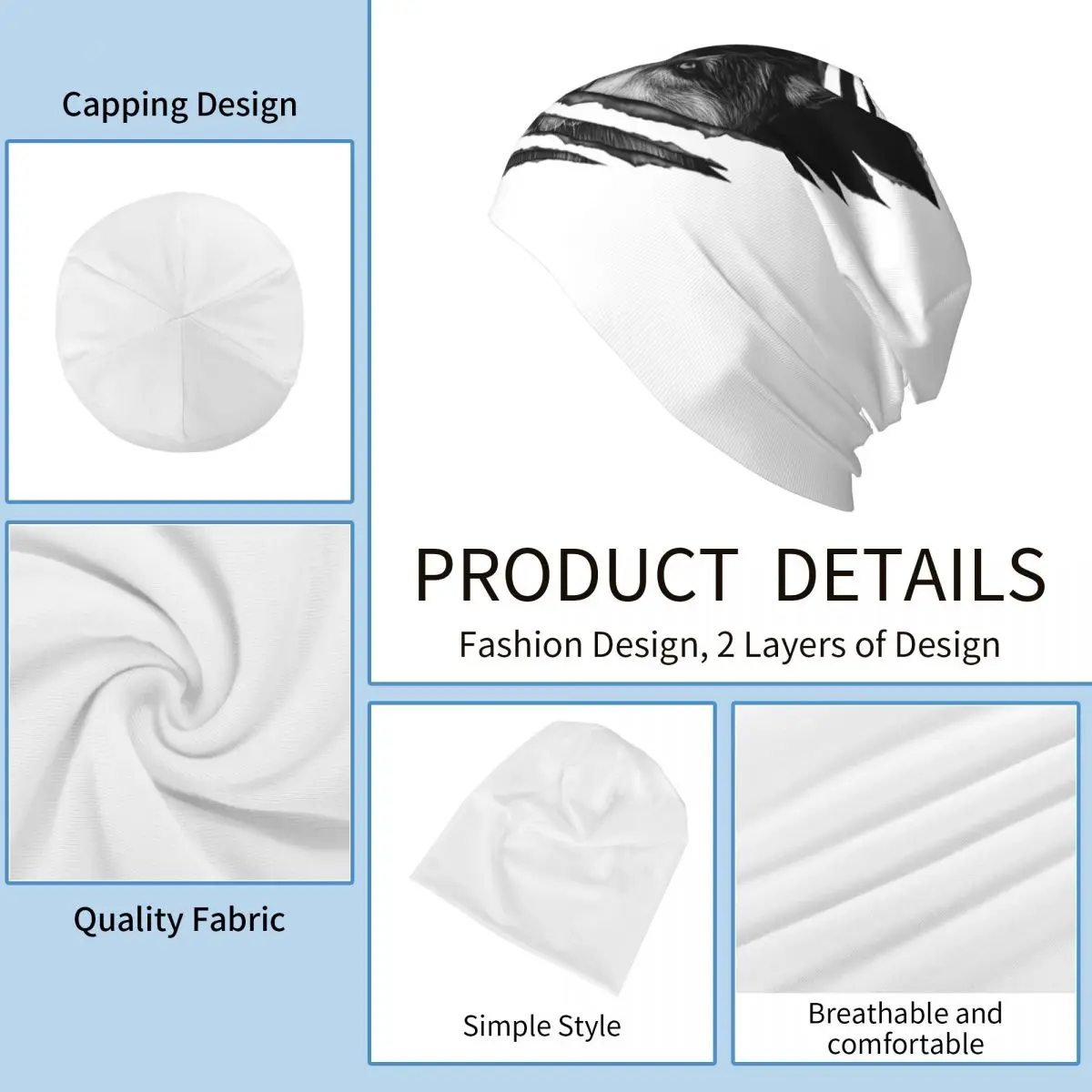 بارد الذئب RAR تصميم دافئ محبوك قبعة الهيب هوب بونيه قبعة الخريف الشتاء في الهواء الطلق بيني القبعات للرجال النساء الكبار