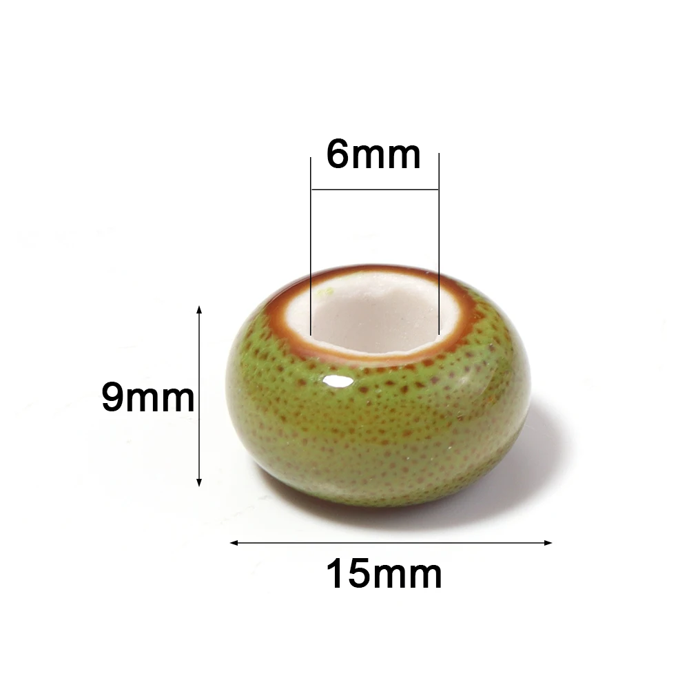 10pcs/lot Colored Ceramic Floral Beads Big Hole Loose Spacer Wheel Bead For Jewelry Making DIY Handmade Charms Bracelet Necklace