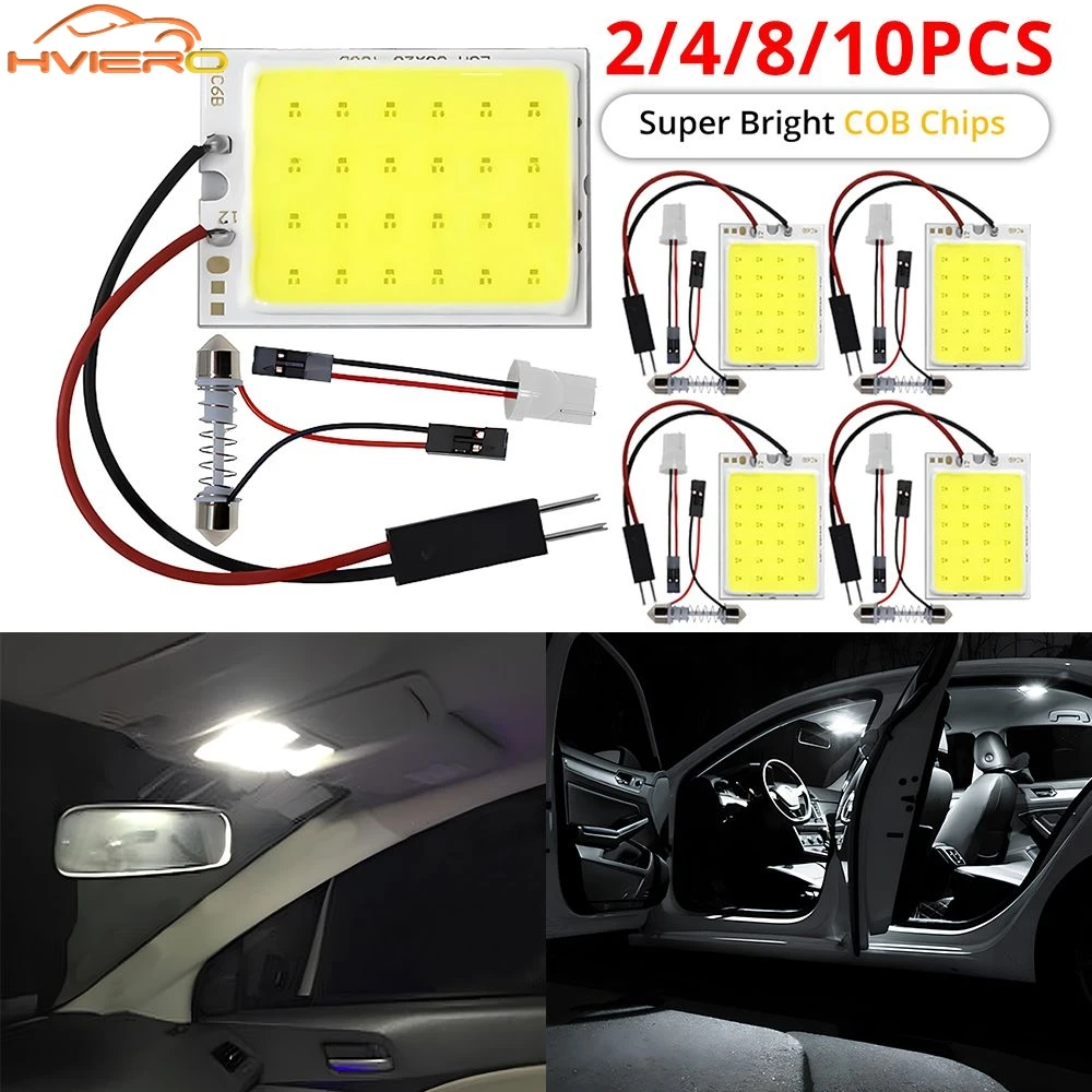 2/4/8/10Pcs Car Interior Reading Panel Lamp Led Cob 16/24/36/48SMD Parking Bulb Auto Super Bright Festoon License Plate Lights