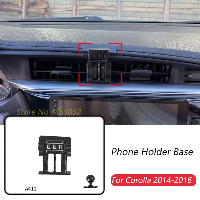 Car Phone Holder Base Special Mounts For Toyota  Corolla 2014-2016 Fixed Air Outlet Bracket Base Accessories With Ball Head 17mm