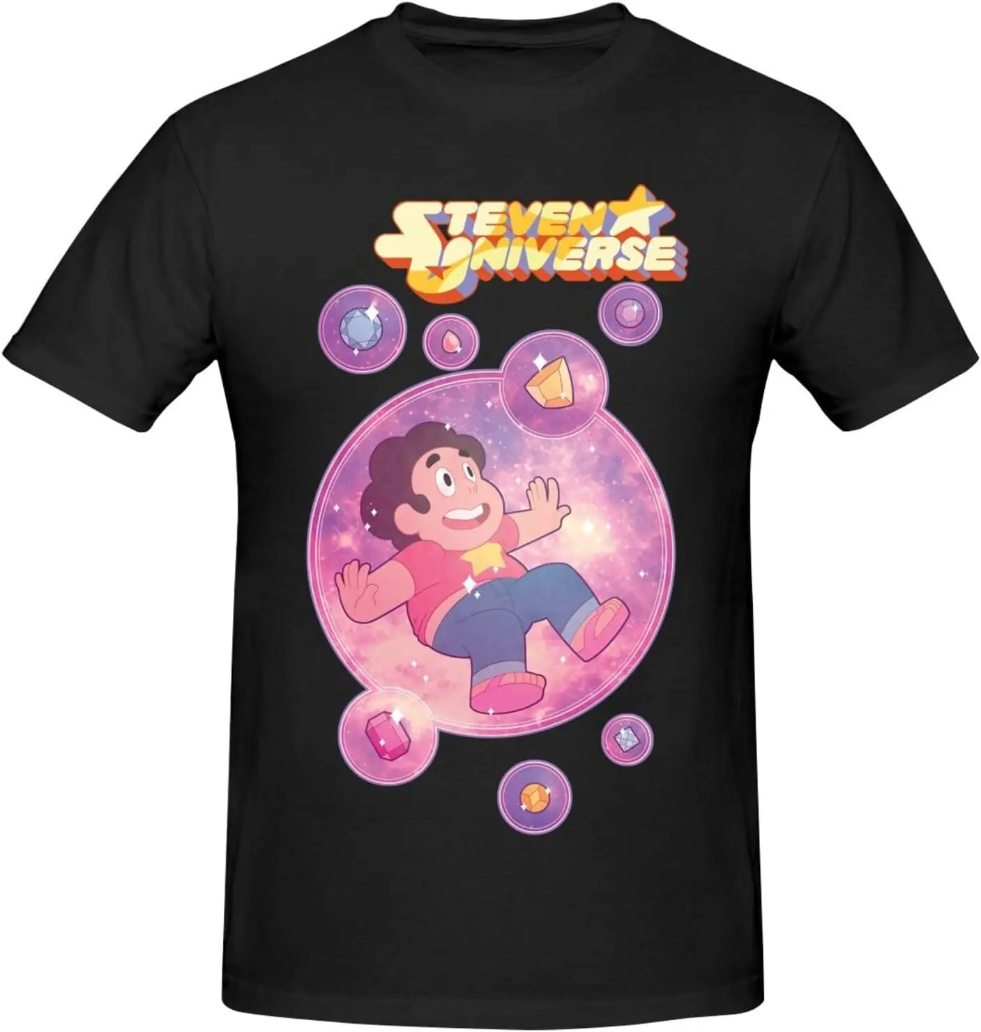 Steven Anime Universe Men's T-Shirt Summer Cotton Crew Neck Short Sleeve Shirts Graphic Tees Black