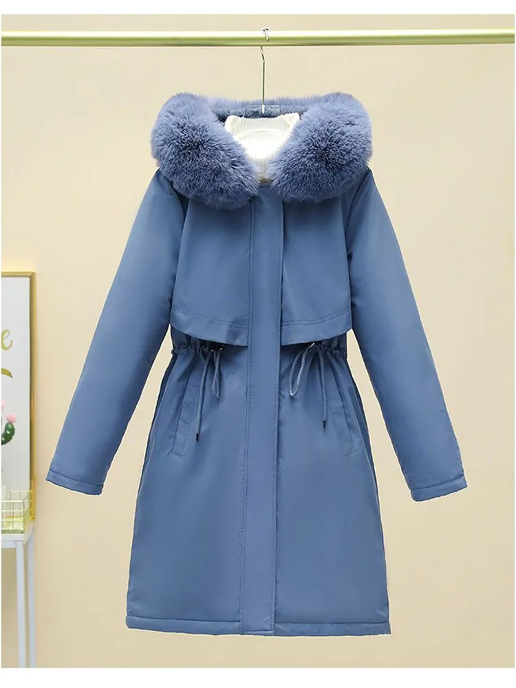 Winter 2026New Pai Overcome Cotton-Padded Jacket Girls Long Large Size 6XL Add Velvet Down Coat Women Parkas Hooded Outwear Tops