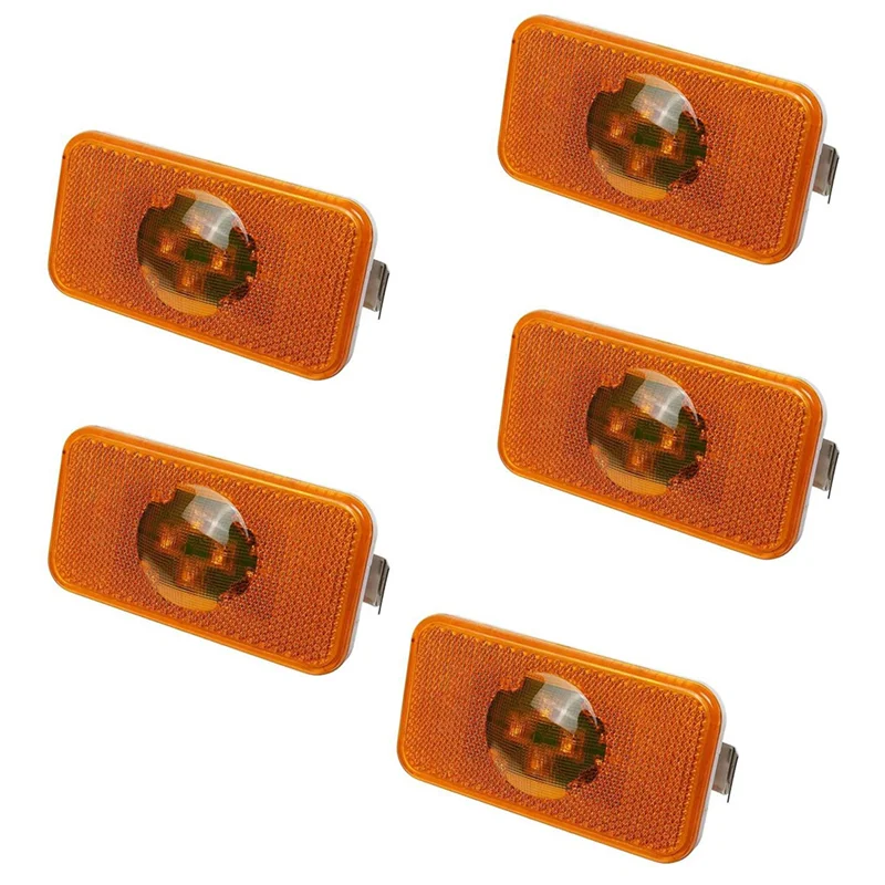 5Pcs 24V Car Truck LED Side Marker Light Amber Indicator Lamp 4 LED for Volvo Trucks FM/FH