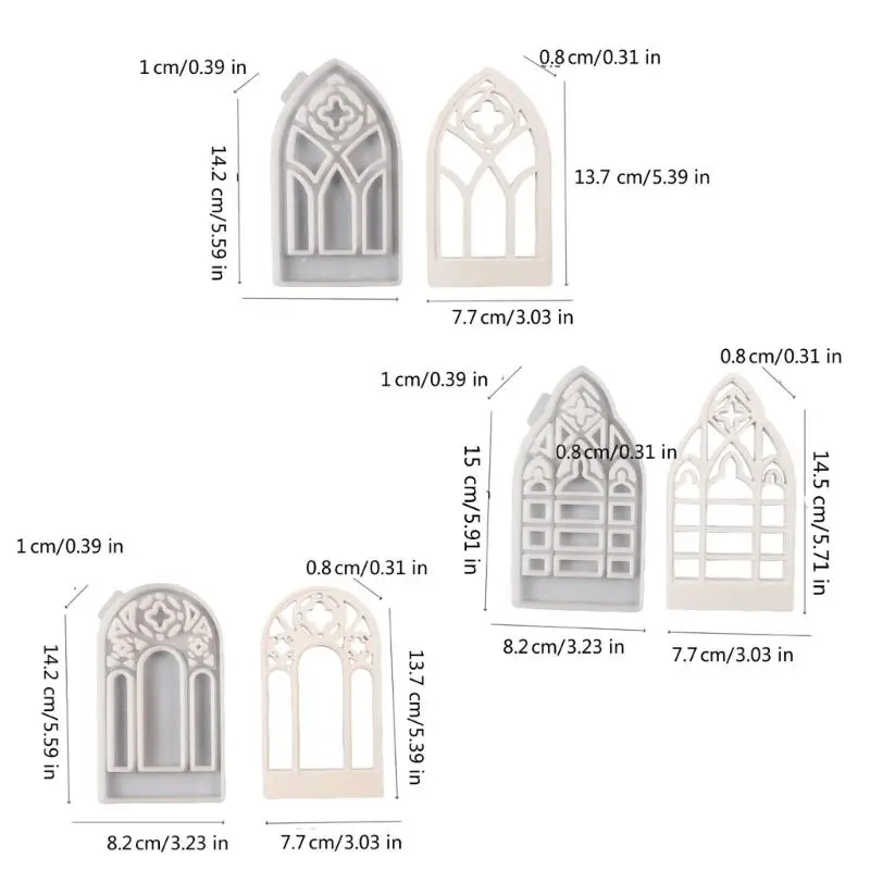 5pcs Gothic House Candle Holder Silicone Molds House Shape Candlesticks Resins Molds DIY Castings Mould for Concrete