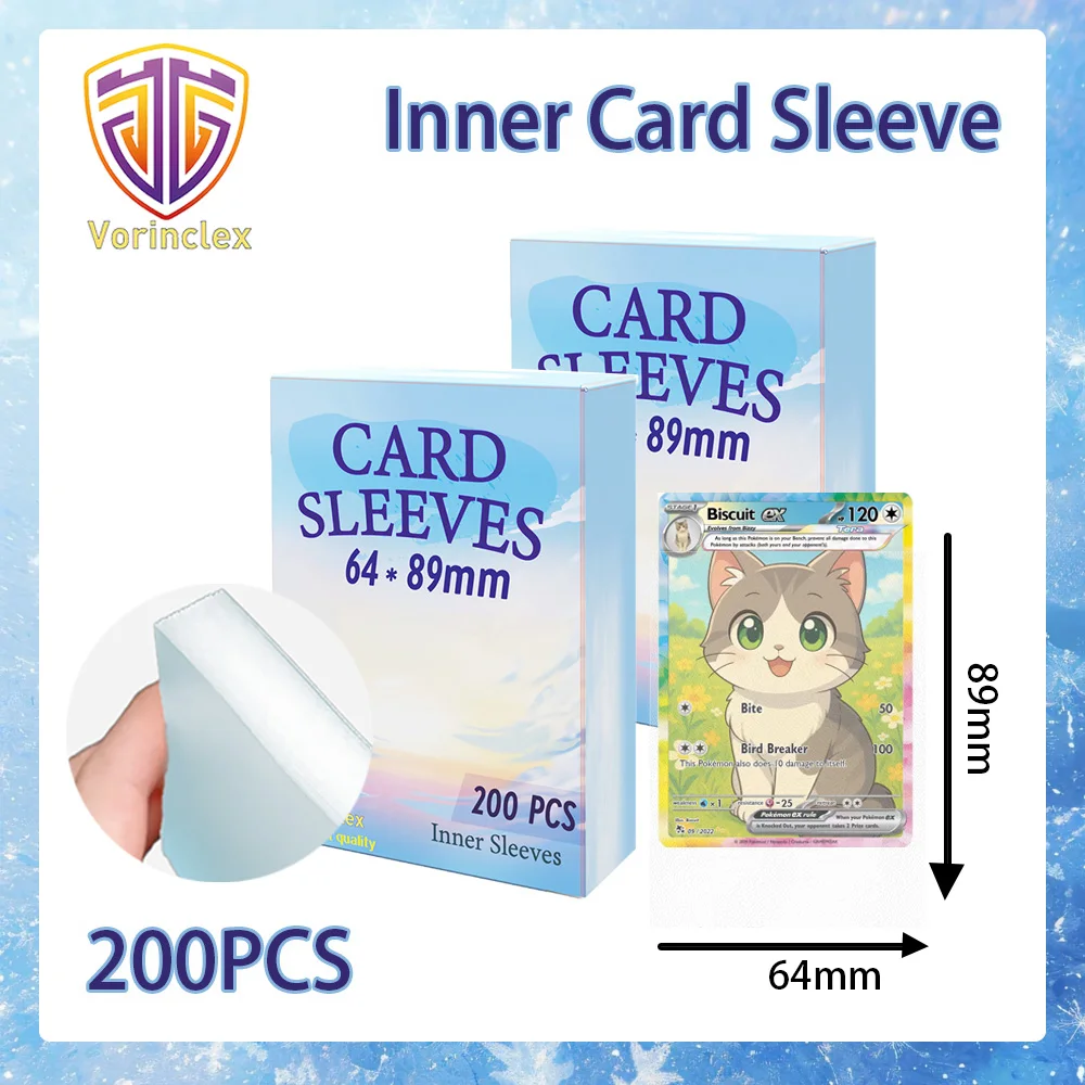 

200 шт. прозрачных внутренних защитных пакетов для карт 64x89 мм стандартного размера для двойной защитной обертки карт MTG, PKM, TCG