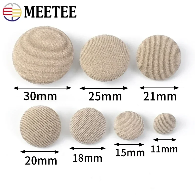 20Pcs Meetee 11-30mm Okrągłe guziki z tkaniny Ozdobne guziki do garnituru Płaszcz Sukienka Odzież Klamra do szycia Akcesoria