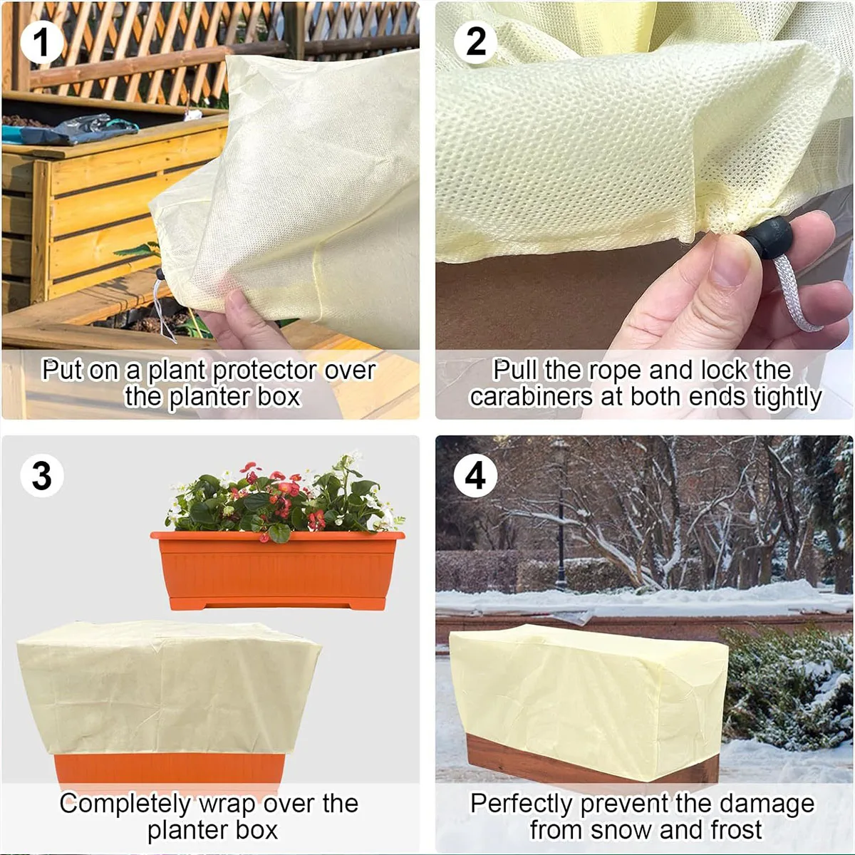 1pc capa de proteção de plantas de inverno-cama de flores quadrada & guarda de congelamento de vegetais com bainha elástica, material pp durável para jardim