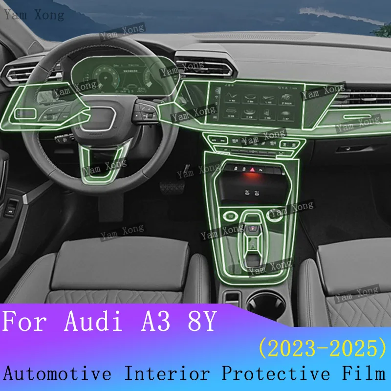 

Для Audi A3 8Y полный комплект внутренняя пленка навигационный экран наклейка панель управления шестерней ТПУ прозрачные защитные пленки аксессуары