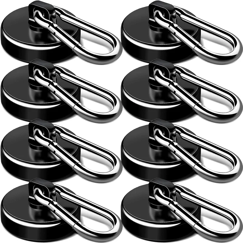 

Strong Magnetic Hooks Heavy Duty Neodymium Hook with Swivel Carabiner Magnetic Hanging Hanger for Kitchen Bathroom Garage Cruise