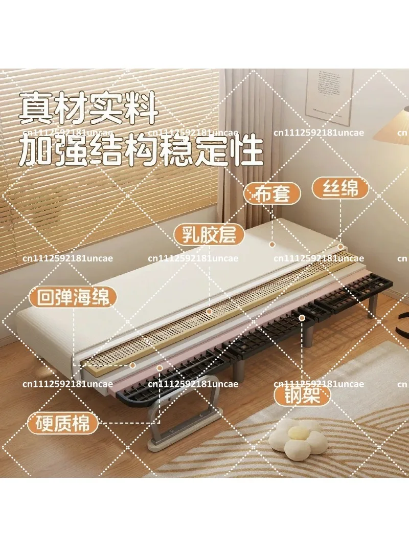 Foldable Single Bed for Office Nap, Sofa Bed Dual Purpose Portable Lounge Bed, Lightweight Rest Bed for Adults