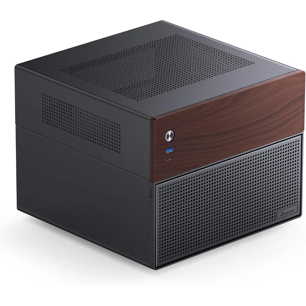 Black Walnut Wood 8-Drive Bay NAS PC Case with Hot-Swap HDD and USB 3.2 Gen2 Type-C