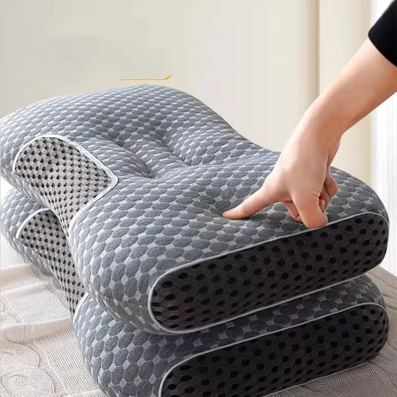 Adult Sleeping Pillows, Black Grey,Water Cube Knitted Cloth Face, Neck Health Care Sleep Pillows For Single,45*70cm Home Bedding