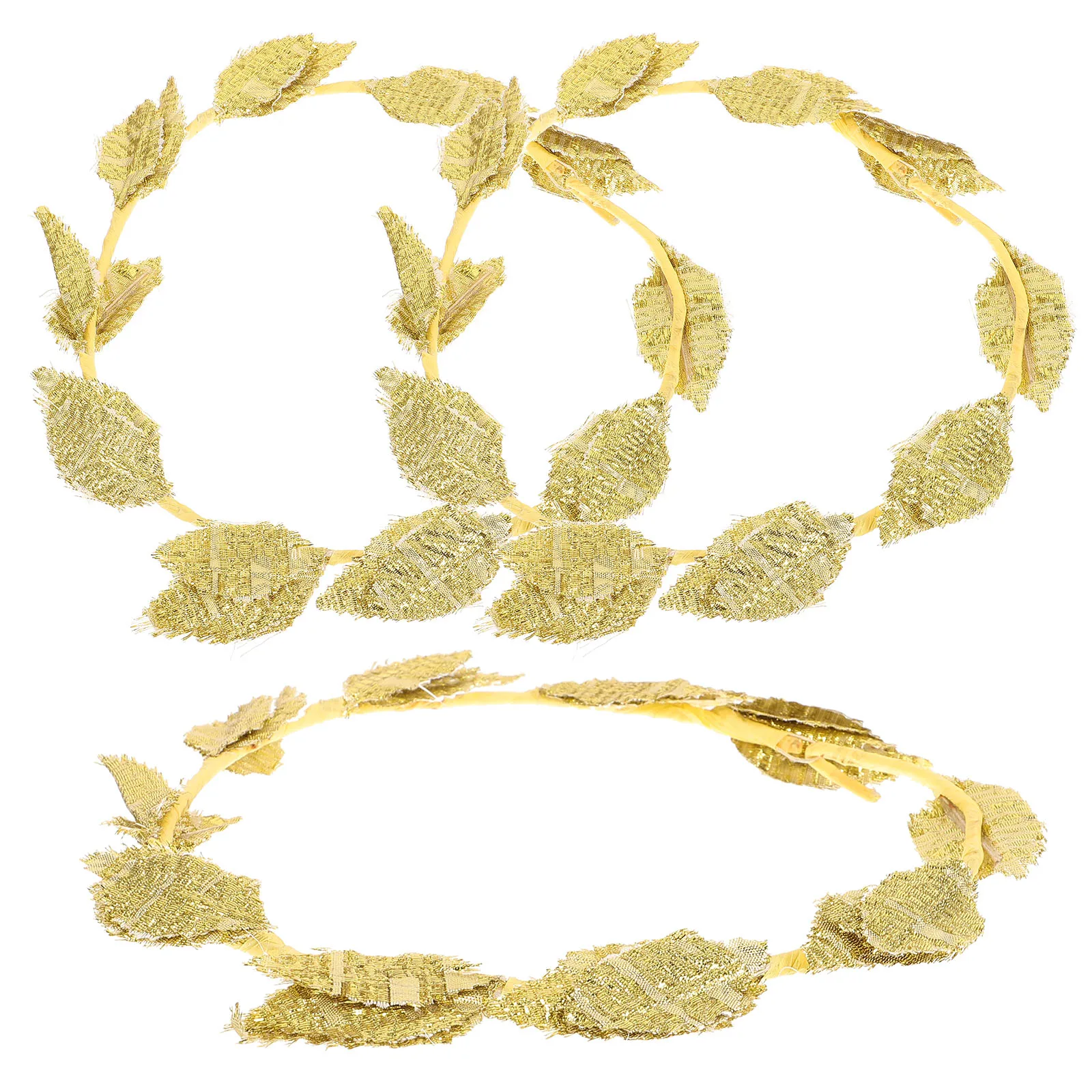 

3Pcs Golden Flower Headband Glittering Leaf Wreath Crown for Bride Wedding Headpiece Women Special Event Accessory