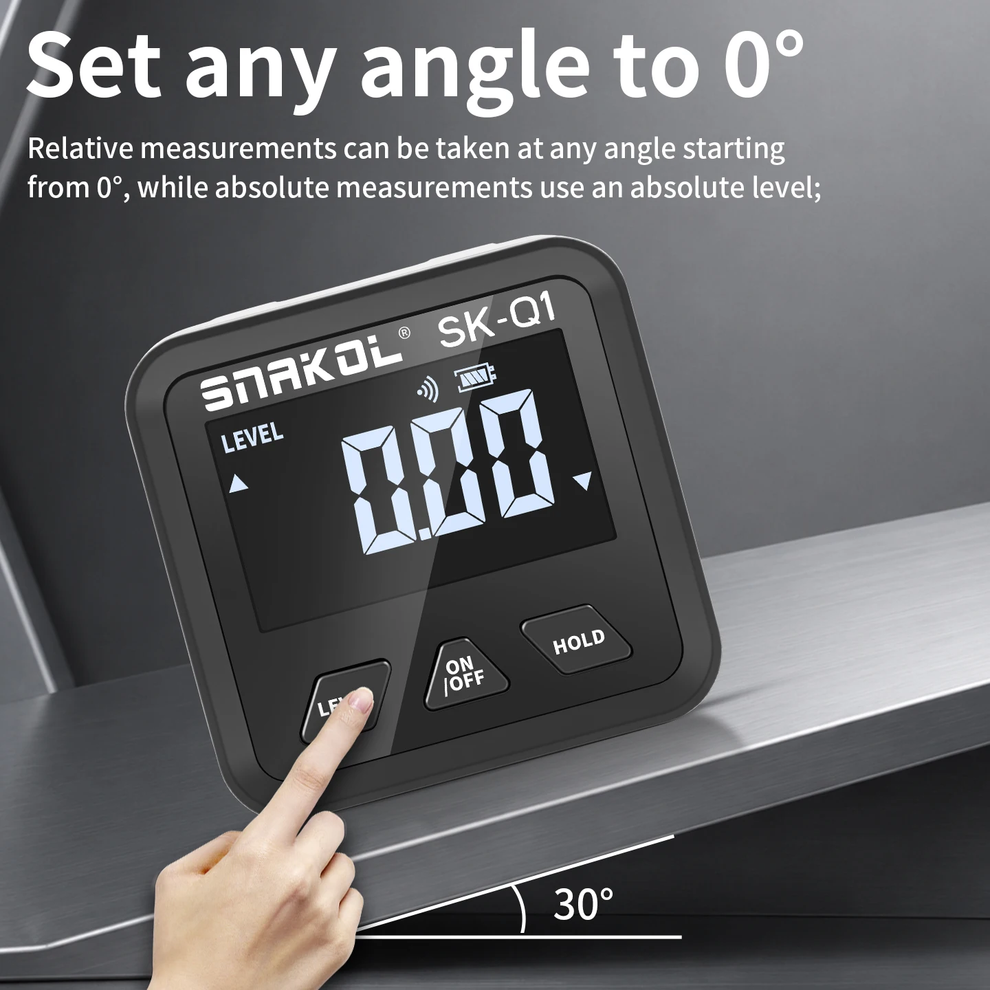 SNAKOL SK-Q1 Protractor Mini Magnetic Digital Inclinometer Electronic Angle Finder Gauge Level Box Angle Measurement Tool