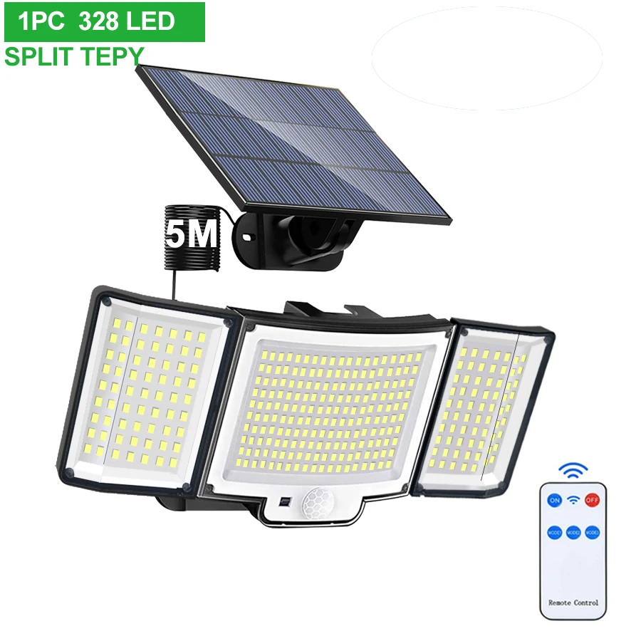 newstyle Solar-Außenleuchten mit Bewegungssensor 348/328 LED Sicherheits-Flutlicht Wandlampe mit Fernbedienung 270° °   IP65 Wasserdichte Außenbeleuchtung 8