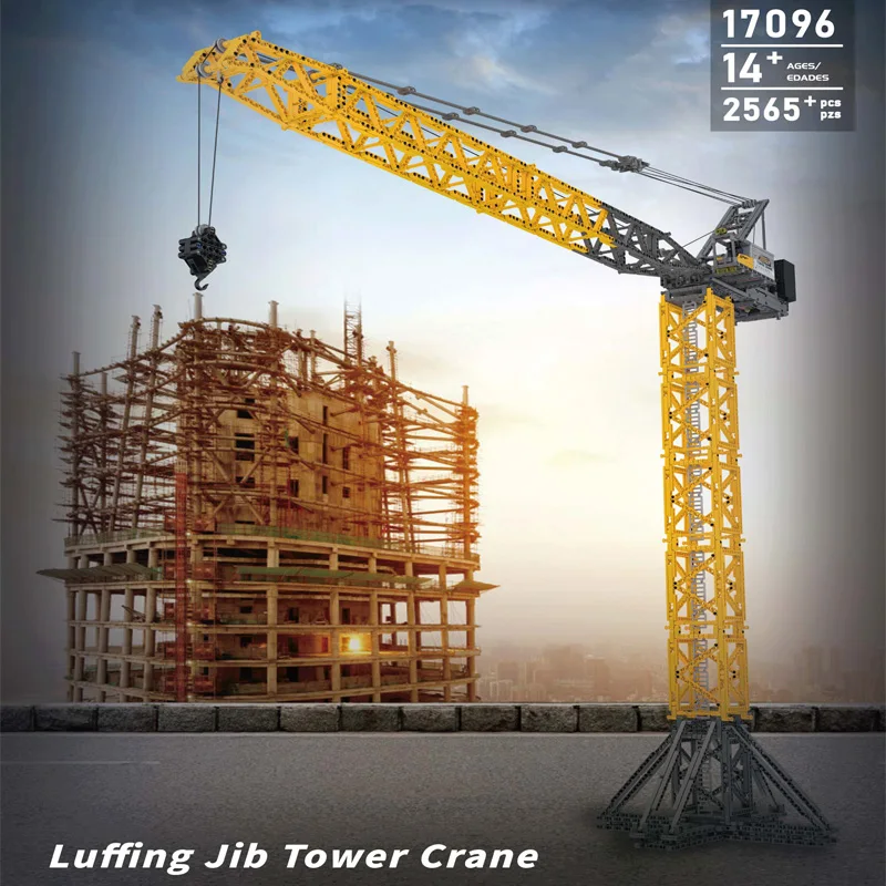 Nieuwe 2565 STKS Technische Mold Koning 17096 Luffing Jib Torenkraan Bouwstenen Set Educatief Speelgoed Volwassenen Jongens voor Geschenken