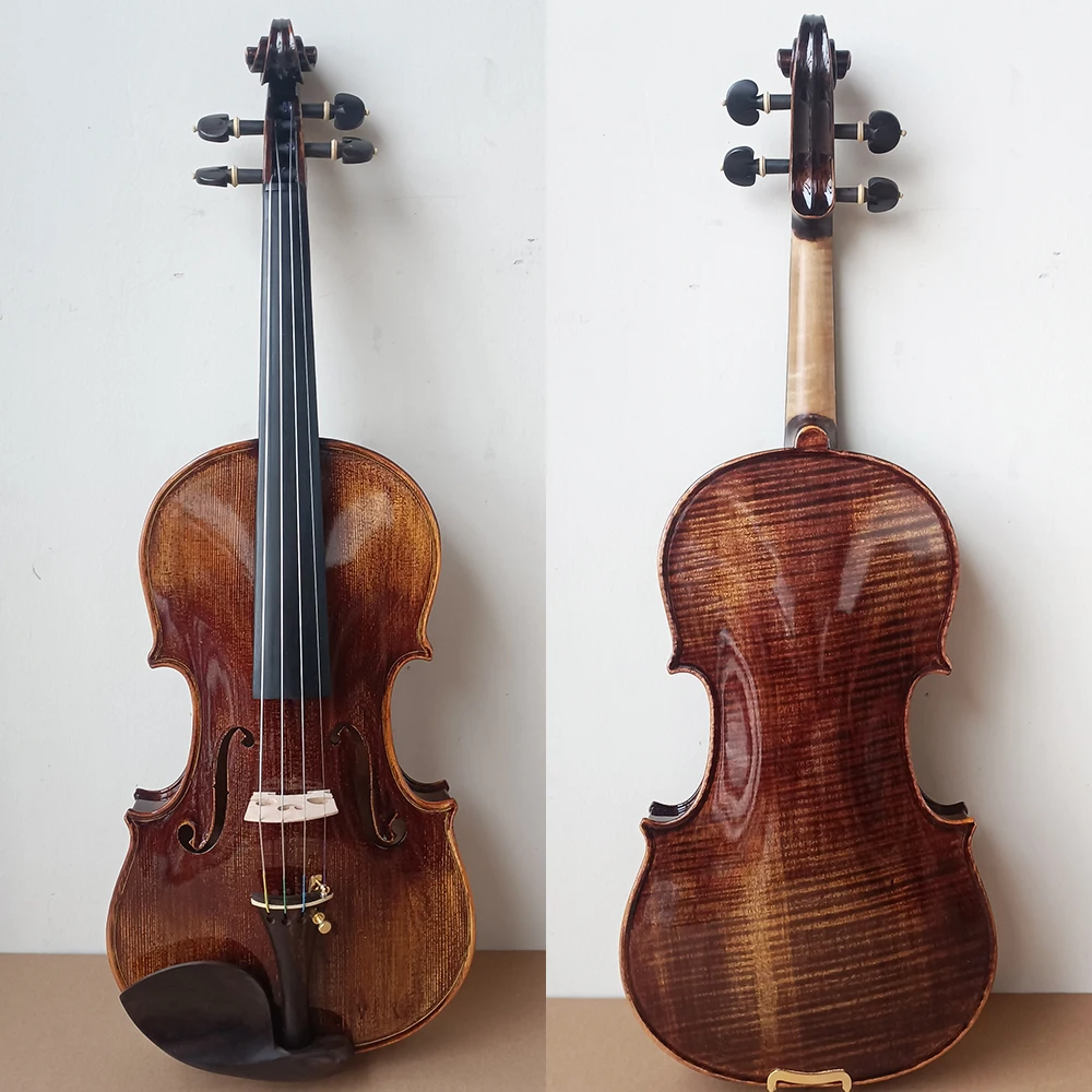 High-grade cashew paint Complete Backboard flame maple Handmade Violin 4/4 deep colour brown professional musical instrument